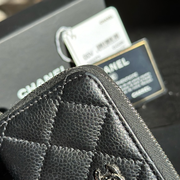 Authentic Chanel Zippy Coin Purse Wallet Caviar SHW Zipped Card Holder Wallet CC - Picture 7 of 11